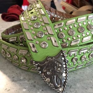 Lime Green Jewel Studded Belt